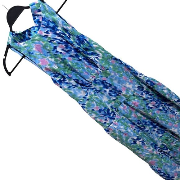 Sam Edelman Size 4 Brushstroke Garden A-Line Mock Neck Midi Dress NWT - Picture 4 of 10